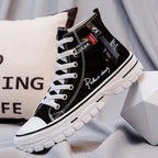 High Top Plateau Sneaker für Herren aus Baumwoll Canvas im Urban Stil