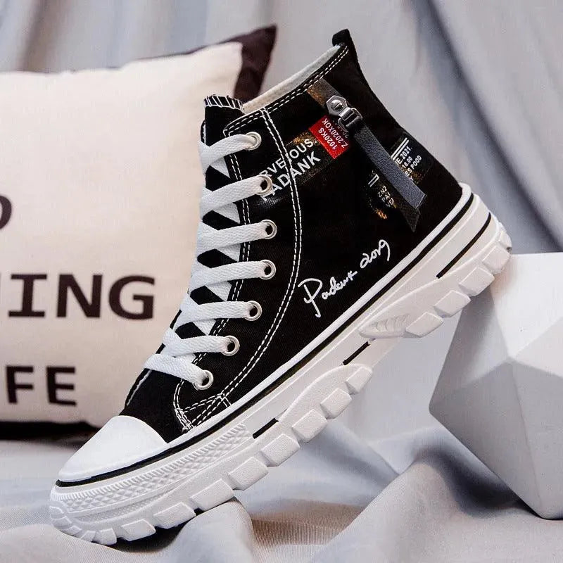 High Top Plateau Sneaker für Herren aus Baumwoll Canvas im Urban Stil