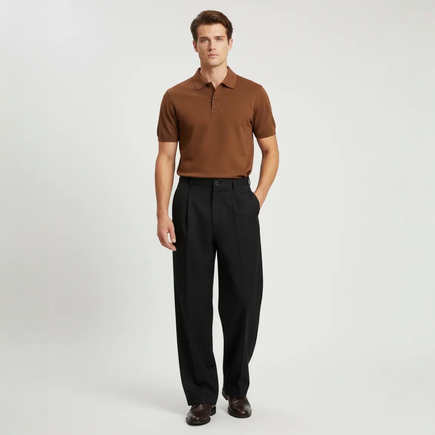 Wide-Leg Hose für Herren mit Bundfalten