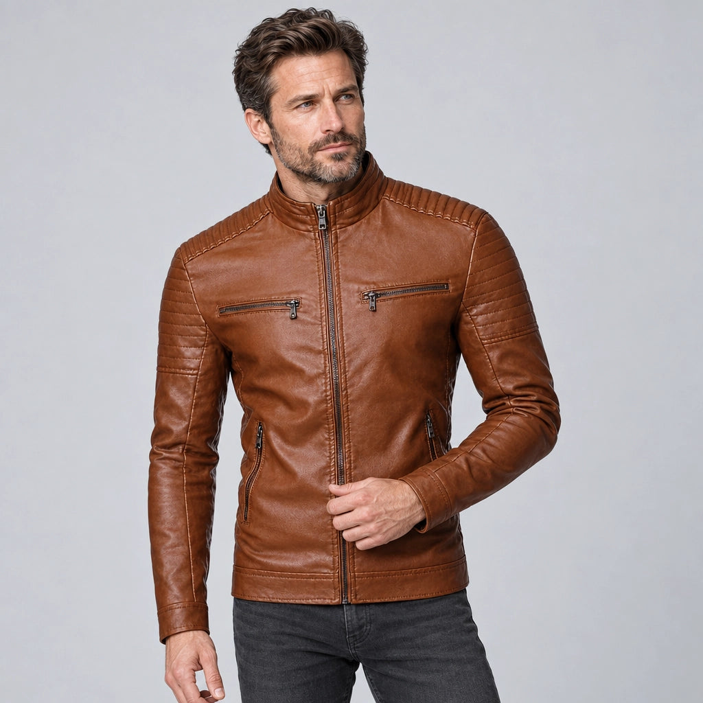 Bikerjacke für Herren mit Stehkragen