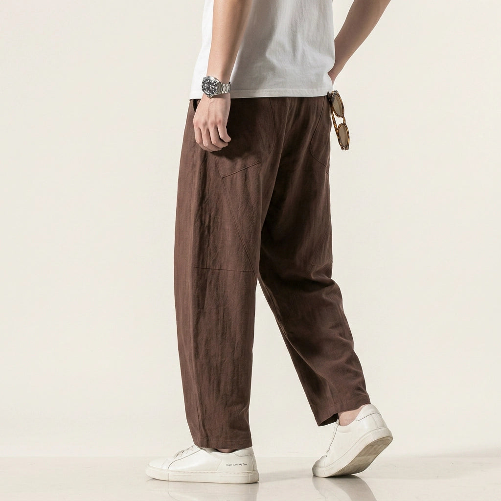 Leinenhose für Herren in Barrel Fit mit Kordelzug