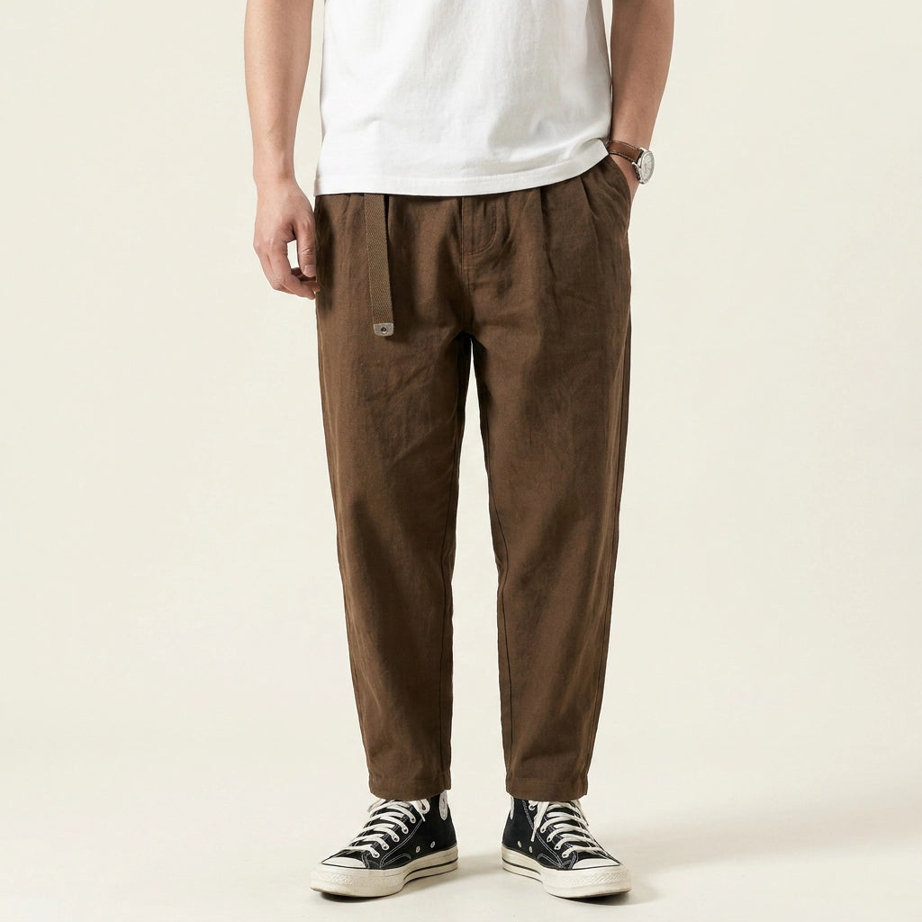 Sommerhose für Herren aus Baumwolle im Tapered Fit Braun
