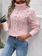Figurbetonter Strickpullover Damen mit Rollkragen 0