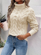 Figurbetonter Strickpullover Damen mit Rollkragen 3