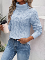 Figurbetonter Strickpullover Damen mit Rollkragen 4