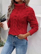 Figurbetonter Strickpullover Damen mit Rollkragen 9