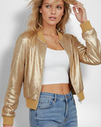 Damen Bomberjacke in metallischer Optik