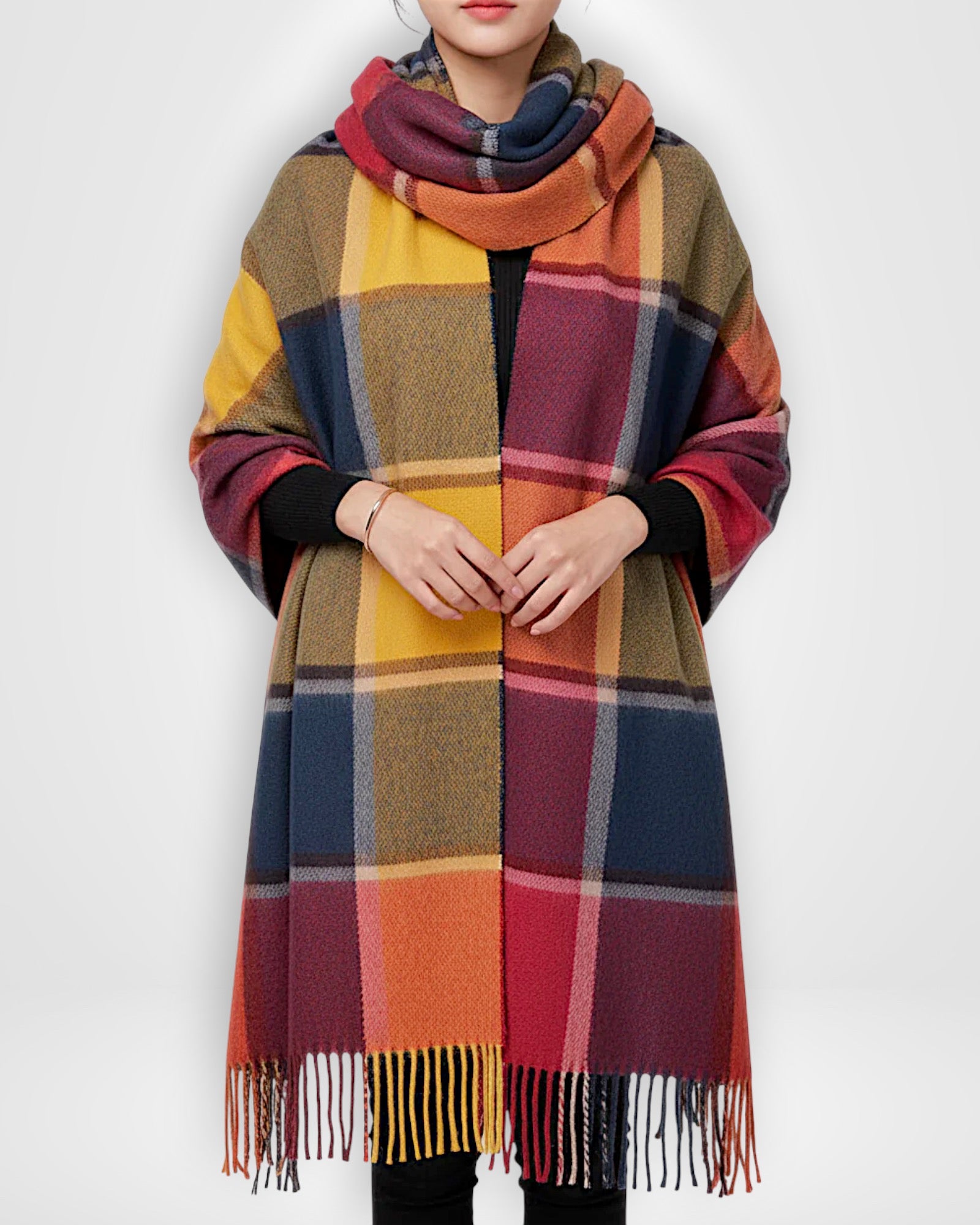 Schal Damen mit Karomuster 180 x 50 cm
