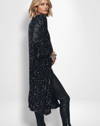 Langer Pailletten Kimono für Damen im offenen Design