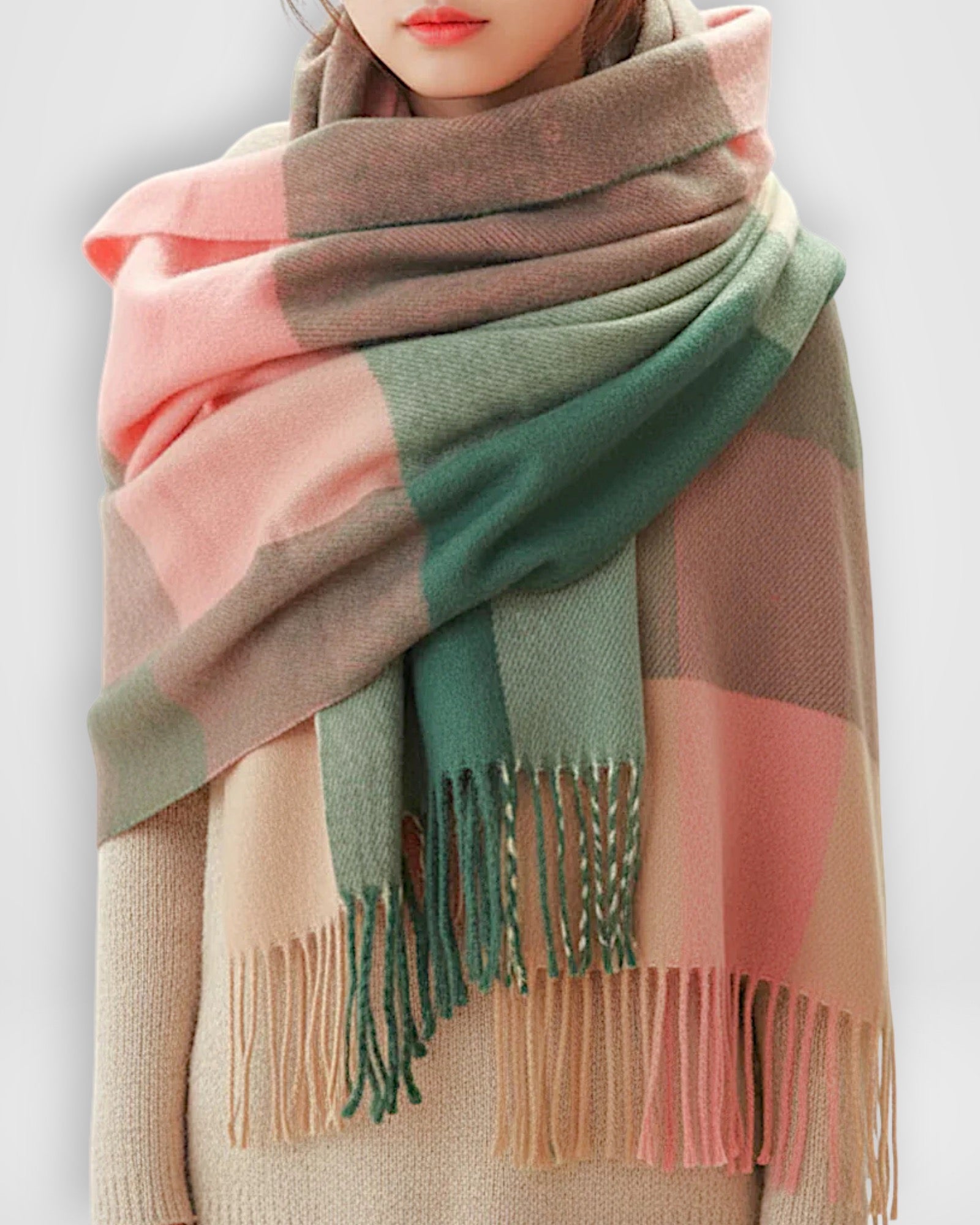 Schal Damen mit Karomuster 180 x 50 cm