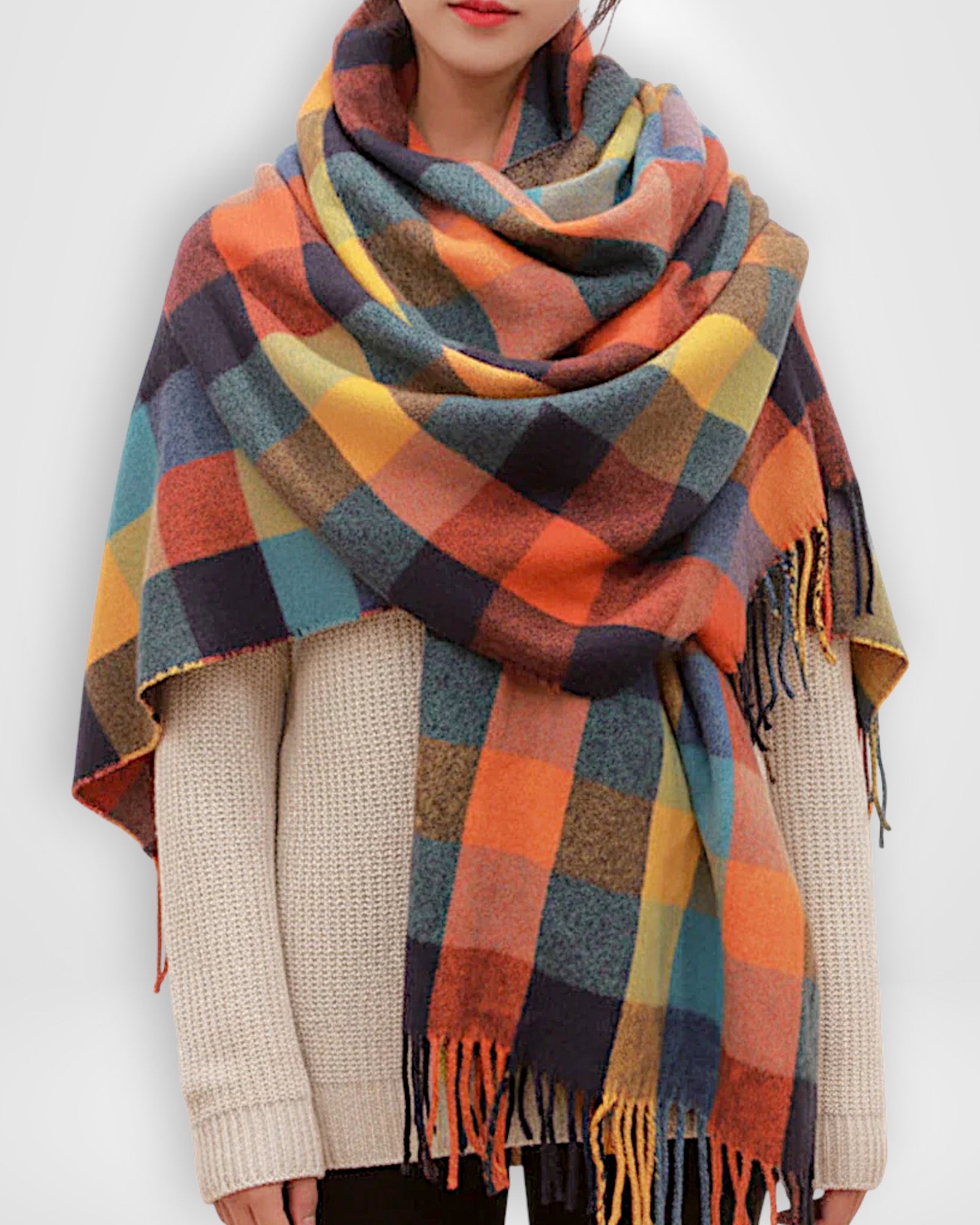 Schal Damen mit Karomuster 180 x 50 cm