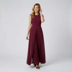 Ärmelloser Jumpsuit mit weitem Bein und fließendem Chiffon Überwurf im eleganten Schnitt