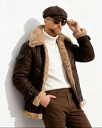 Warm gefütterte Fliegerjacke für Herren mit Kragen für den Winter