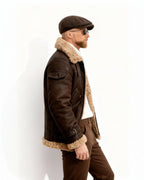 Warm gefütterte Fliegerjacke für Herren mit Kragen für den Winter