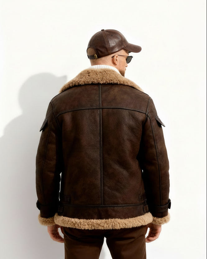 Warm gefütterte Fliegerjacke für Herren mit Kragen für den Winter