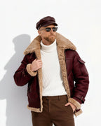 Warm gefütterte Fliegerjacke für Herren mit Kragen für den Winter