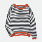 Gestreiftes Langarmshirt für Damen mit U-Boot-Ausschnitt