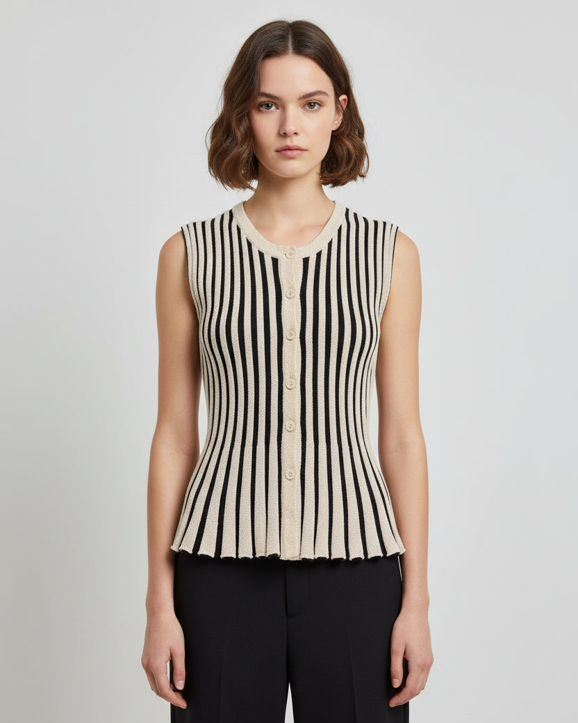 Gerippte Schlaghose für Damen mit elastischem Bund