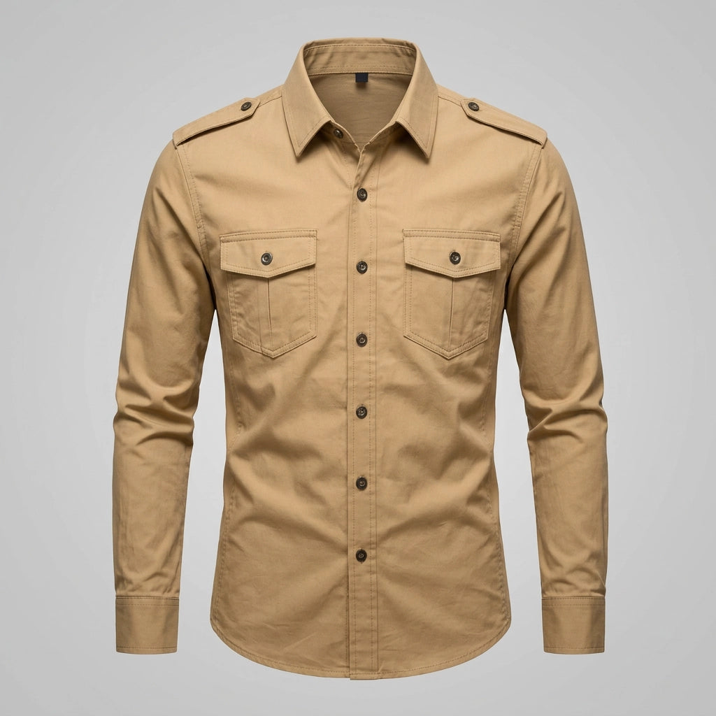 Hemdjacke für Herren mit Taschen im Slim Fit