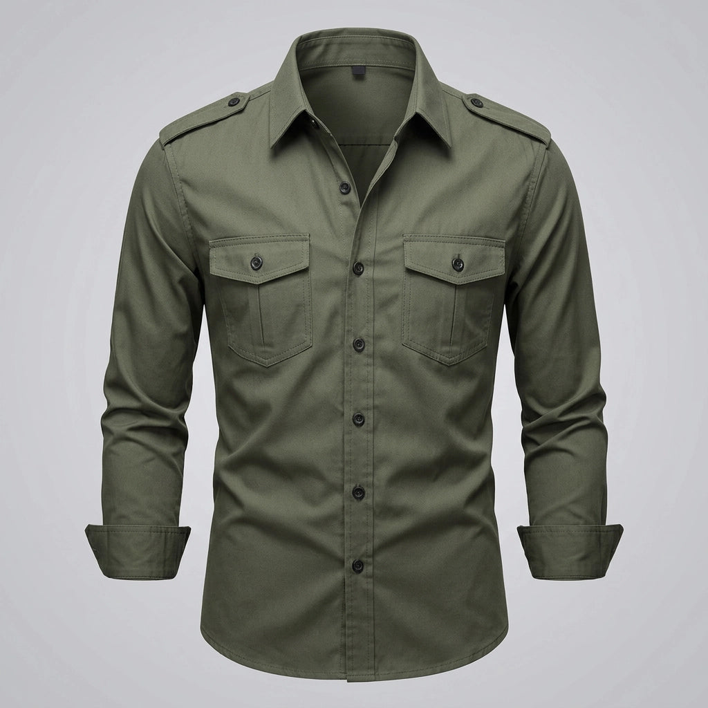 Hemdjacke für Herren mit Taschen im Slim Fit