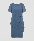 Minikleid im Lagen Look mit kurzen Ärmeln im einfarbigen Design