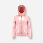 Glänzende Winterjacke für Damen mit hoch schließender Kapuze