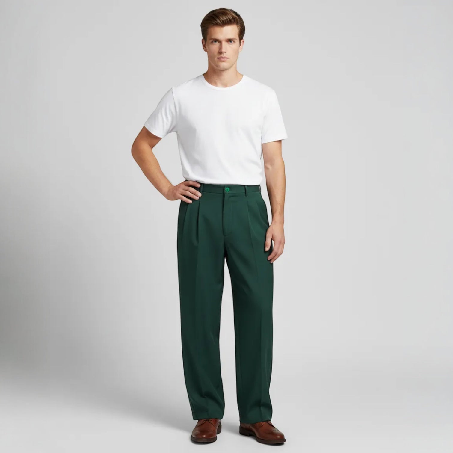 Wide-Leg Hose für Herren mit Bundfalten