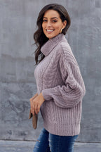 Grober Zopfmuster Rollkragenpullover für Damen 7