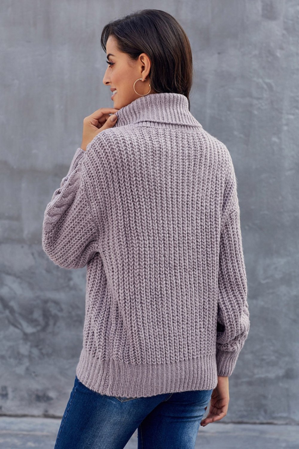 Grober Zopfmuster Rollkragenpullover für Damen 8