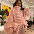 Grobstrick Rollkragenpullover für Damen in weiter Passform 1