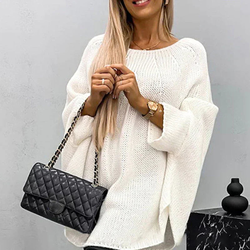Grobstrickpullover Damen mit U-Boot-Ausschnitt 1