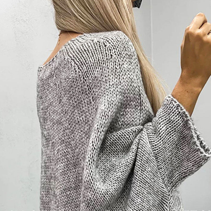 Grobstrickpullover Damen mit U-Boot-Ausschnitt 8