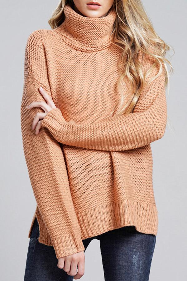 Grobstrickpullover für Damen mit Rollkragen 1