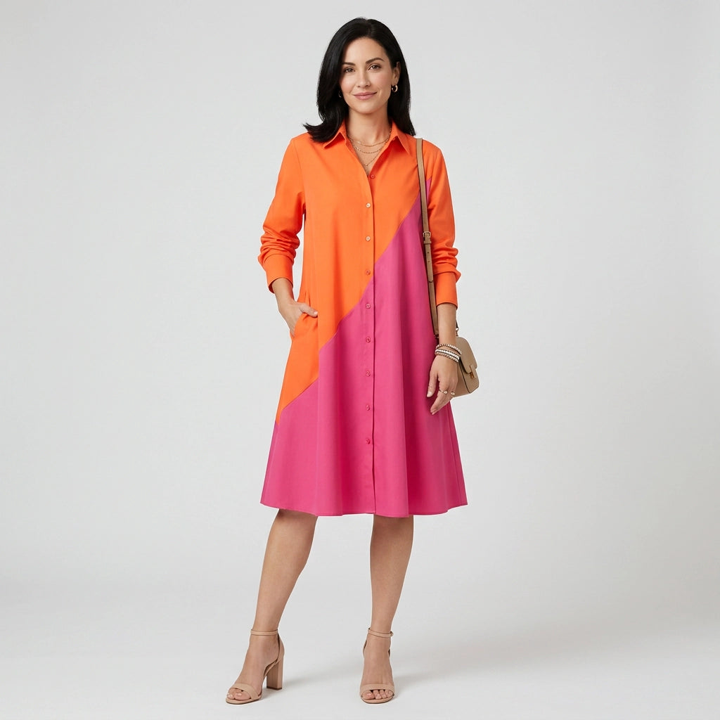 Hemdblusenkleid in Midi Länge mit Knopfleiste 5