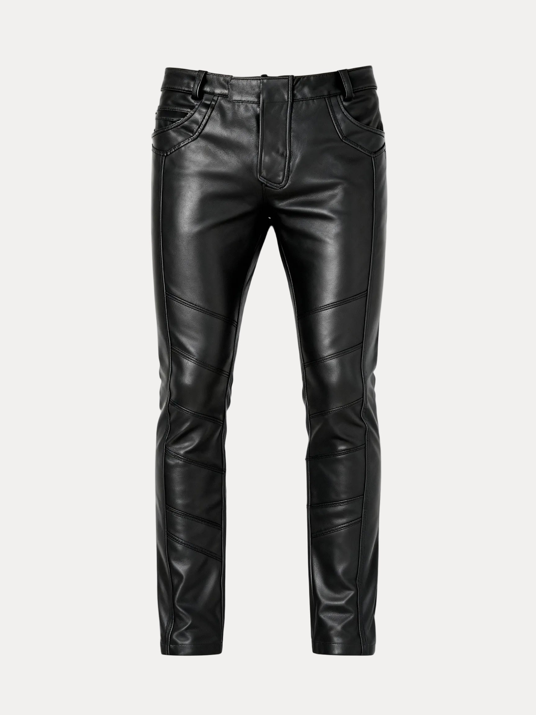 Hose für Herren im Skinny-Fit mit Coating und Teilungsnähten im Kniebereich