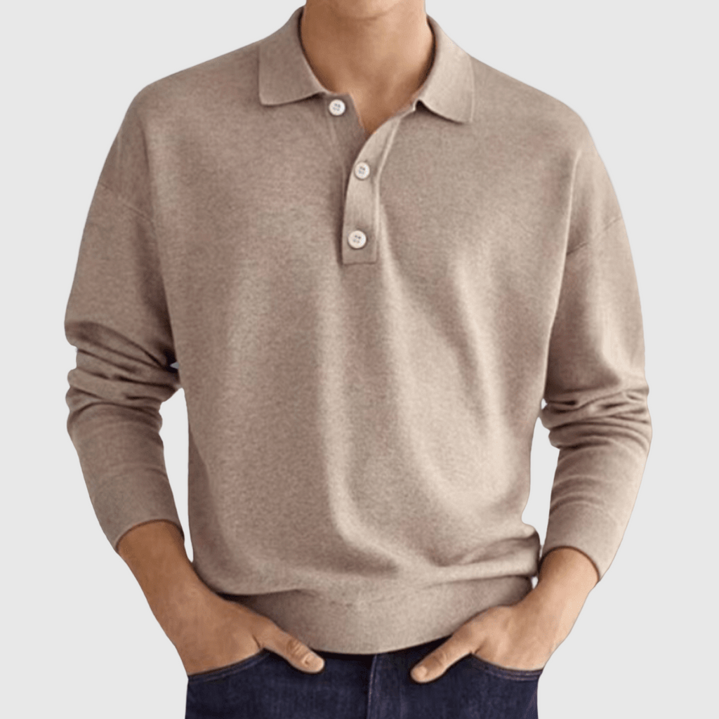 Herren Strickpullover mit Polokragen und langen Ärmeln
