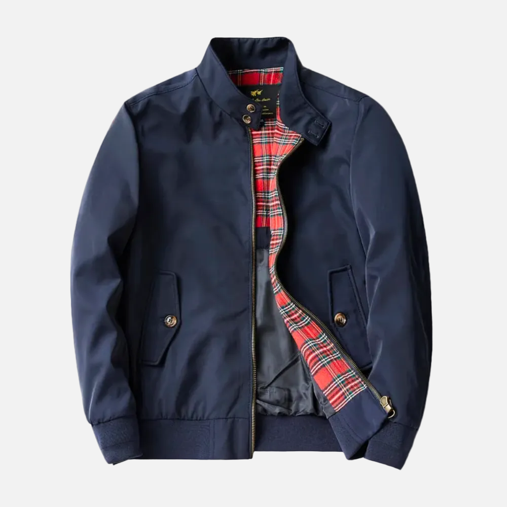 Blouson Jacke für Herren mit Stehkragen und kariertem Innenfutter