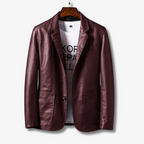 Herrenjacke aus PU-Leder mit Stehkragen und Knopfverschluss 2