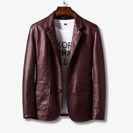 Herrenjacke aus PU-Leder mit Stehkragen und Knopfverschluss 2