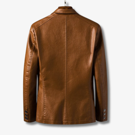 Herrenjacke aus PU-Leder mit Stehkragen und Knopfverschluss 3