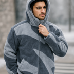 Herrenjacke mit Plüschstruktur und Kapuze