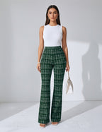 Elegante Schlupfhose für Damen mit ausgestelltem Bein im Tweed-Look