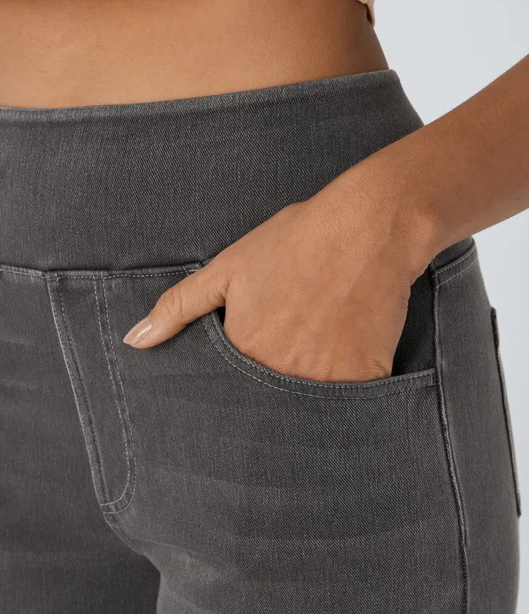 High-Waist Komfort Jeans mit weitem geradem Bein für Damen