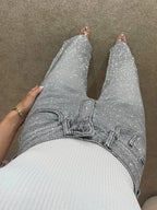 Straight Leg Jeans für Damen mit Glitzersteinen