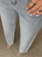 Straight Leg Jeans für Damen mit Glitzersteinen