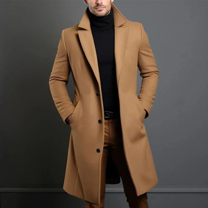 Hochwertiger Wollmantel im Trenchcoat-Stil für Herren 1