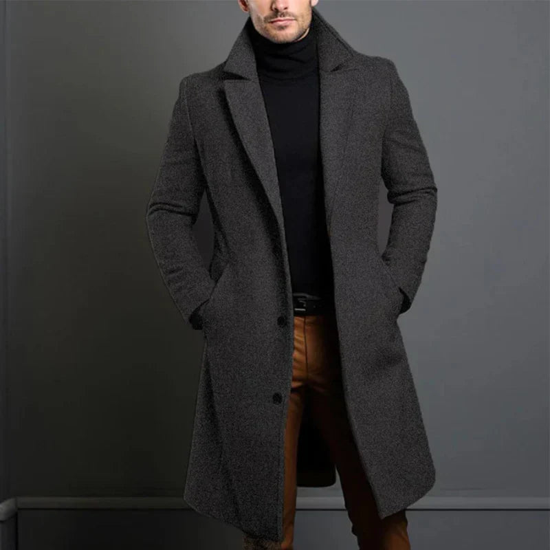 Hochwertiger Wollmantel im Trenchcoat-Stil für Herren 2