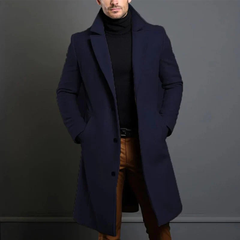 Hochwertiger Wollmantel im Trenchcoat-Stil für Herren 3