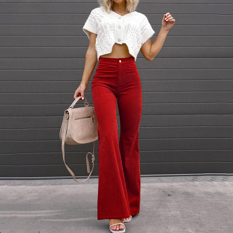 Hohe Taille Cordhose für Damen | Vintage-Stil mit weitem Bein 3