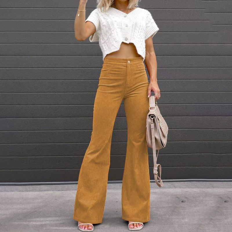 Hohe Taille Cordhose für Damen | Vintage-Stil mit weitem Bein 4